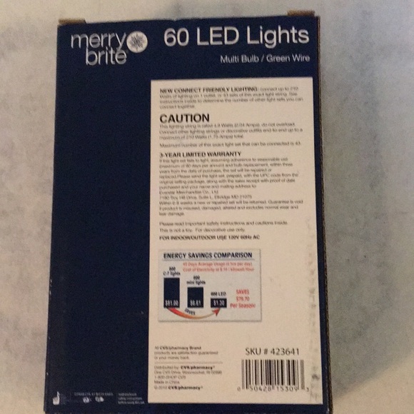 Merry brite 4 boxes of  60 led Lights NIB multi colored - Picture 5 of 6